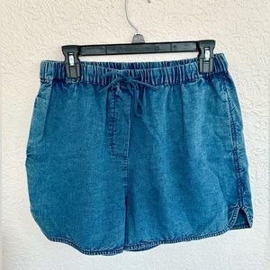 Nili Lotan Tilly Cotton Chambray Denim Shorts High Waisted Pull-on large